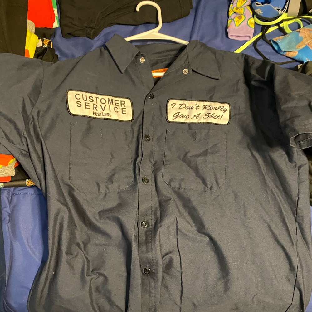Novelty service worker button up shirt